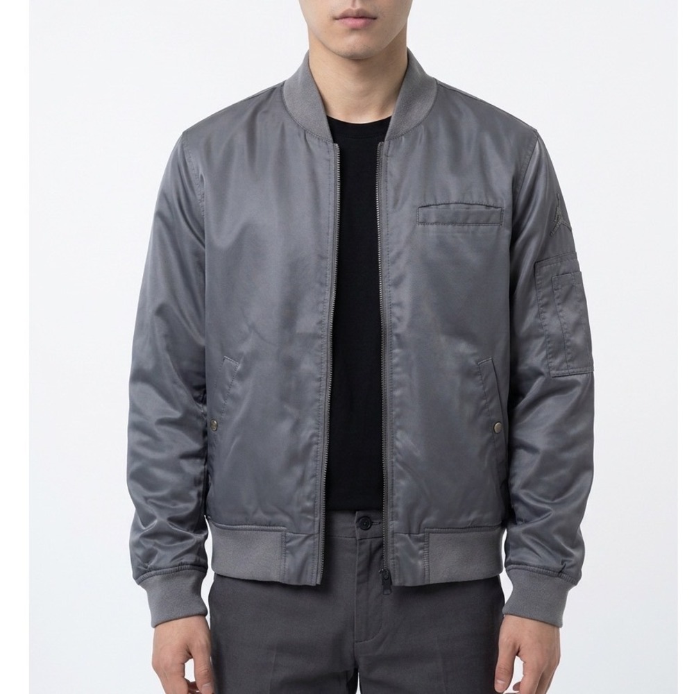 Jordan Wings MA-1 Satin Bomber Jacket Men's M 42 Gray Jumpman 645015- retro